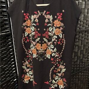 Zara  Embroidered Black Dress